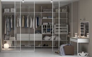 White ORTO column system closet organizer
